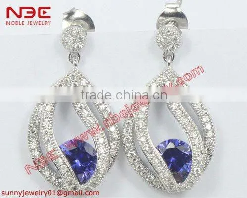 wholesale silver jewelry, micro pave setting silver earring, 2012 fashion earrings