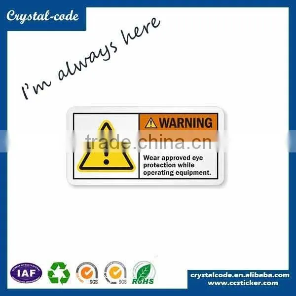 Self adhesive alarm warning sticker label
