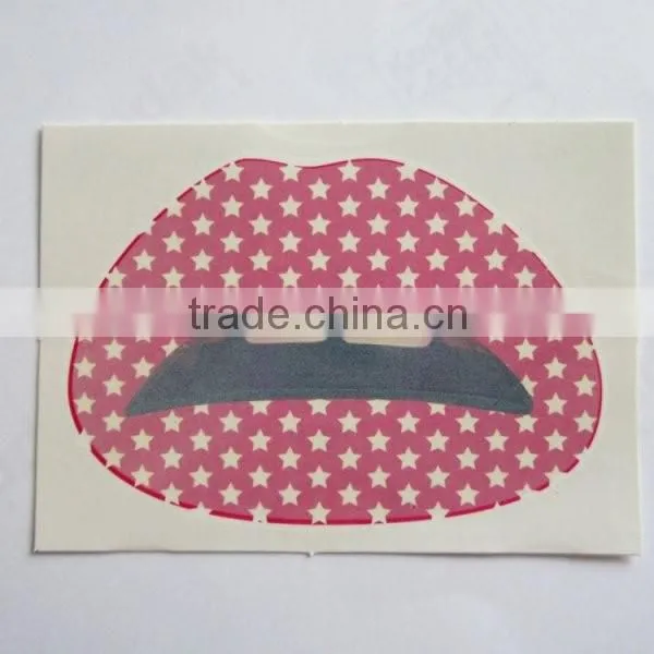 Promotion gift blue mable temporary lip tattoo non removable lip sticker for girls factory