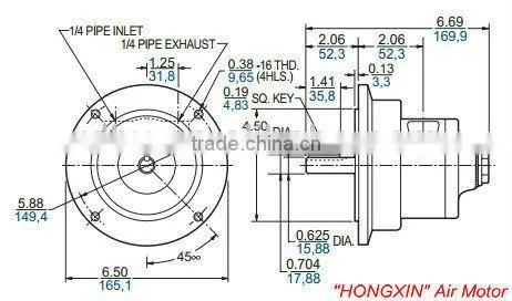NEMA 56C Mounting,4 Vanes,Reversible 4AM 1.7hp Air Motor,Pneumatic Motor