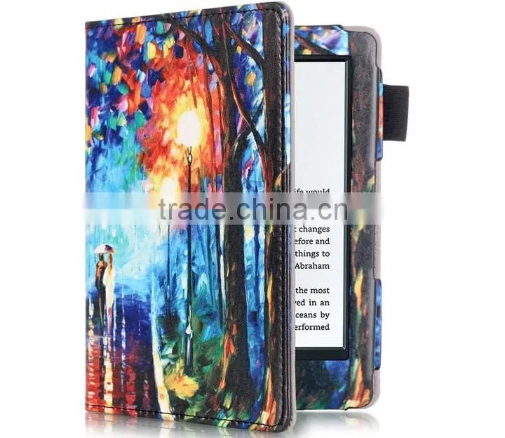 Exactly Fit Custom Printing Leather Case for 2016 New Kindle e-Reader, OEM Leather Case for e-Reader New Kindle 2016