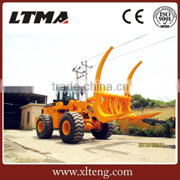 LTMA log loader for timber wheel loaders with clamp