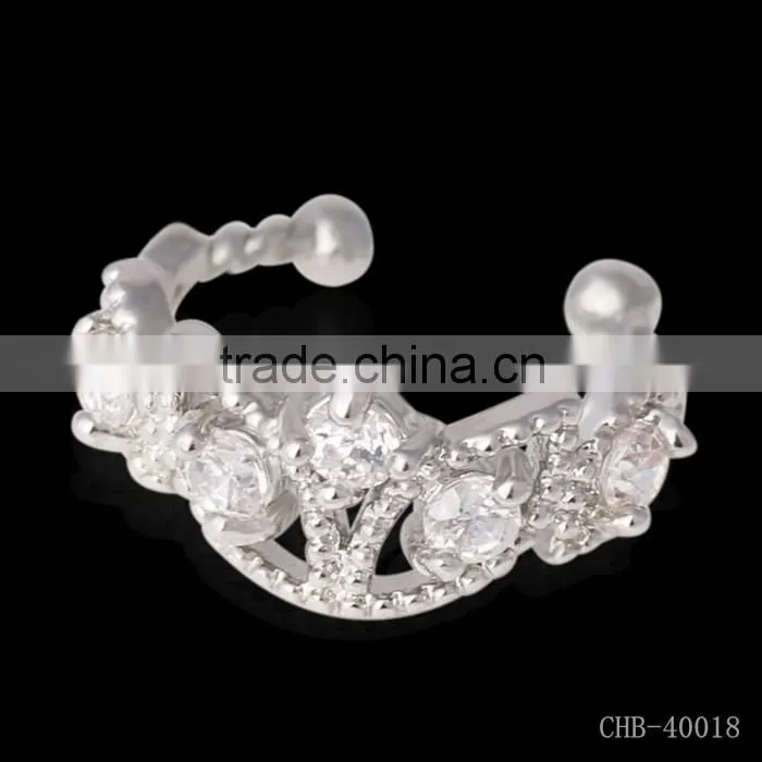 Studex Princess crown Paved clear gems self piercing earrings
