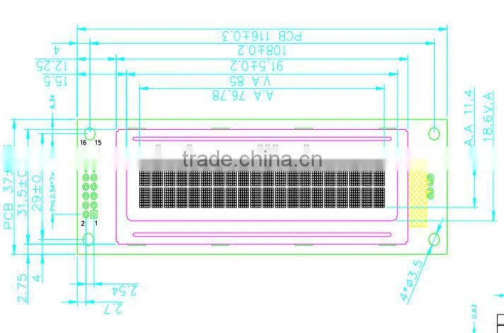 rohs 20x2 lcd blue transmissive Character 20x2 lcd modules