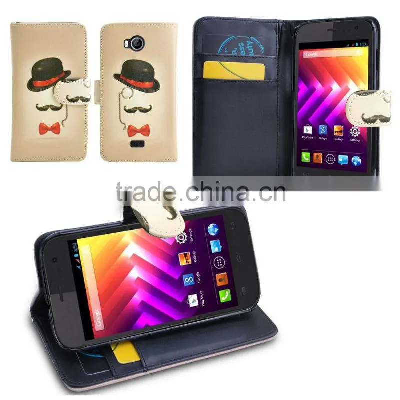 Printing PU Leather Wallet Case For Wiko IGGY
