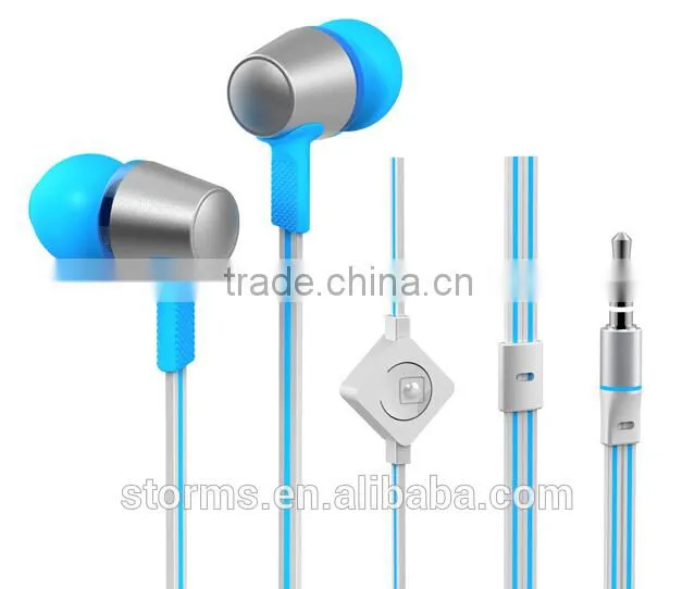 Tangle free flat cable earbud &earphone with mic for Samsung