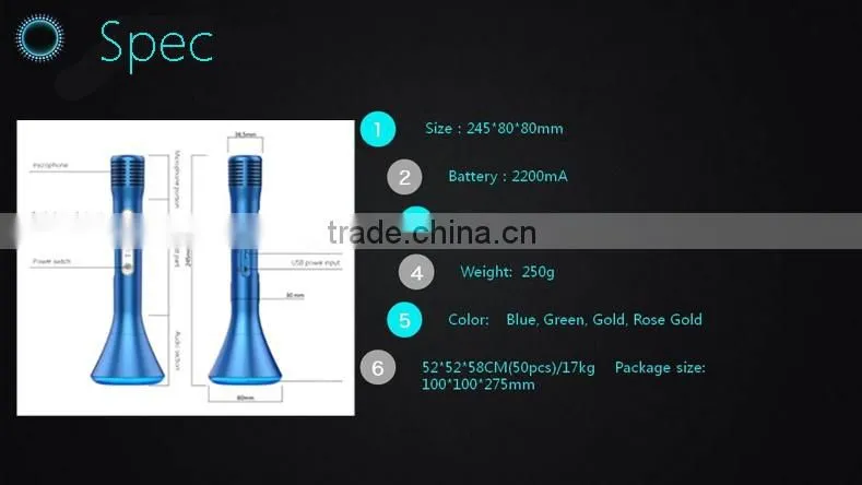 USB Portable Karaoke Microphone Built-in Bluetooth Speaker, mini karaoke Player