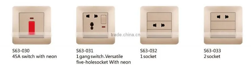 Aluminum brush Panel South African standard swithed socket with neon