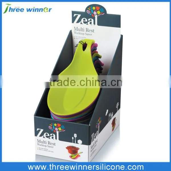 Food grade eco-friendly silicone spoon rest/spoon rest/silicone spoon holder