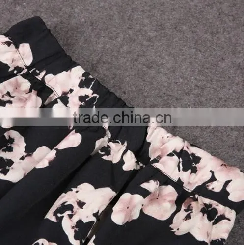 New Fashion Women's Retro Vintage Style Fashion Floral Casual Pleated Midi Puff Bubble Skirt