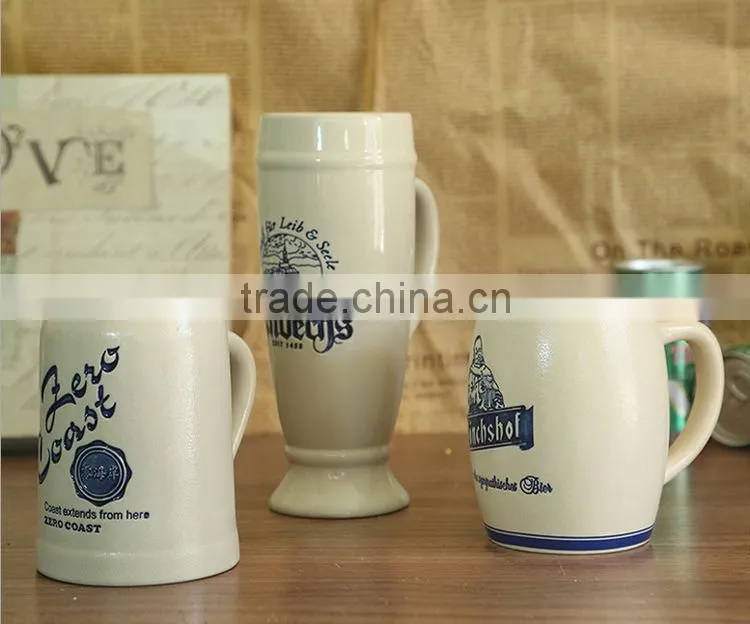 2014 new design ceramic custom made cheap beer mug