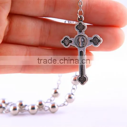 Jerusalem Round Silver Bead Catholic Rosary