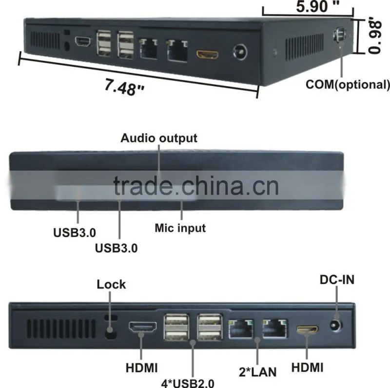 Cheap fanless mini computer from China supplier