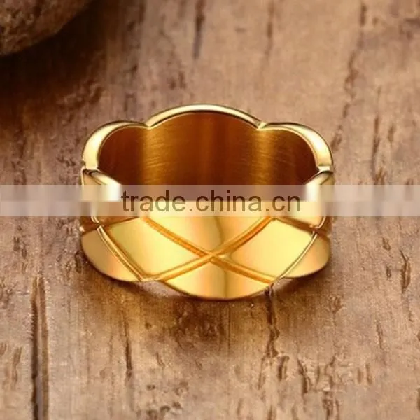 Fashion Personality Gold Plated 8 MM Stainless Steel Men Ring
