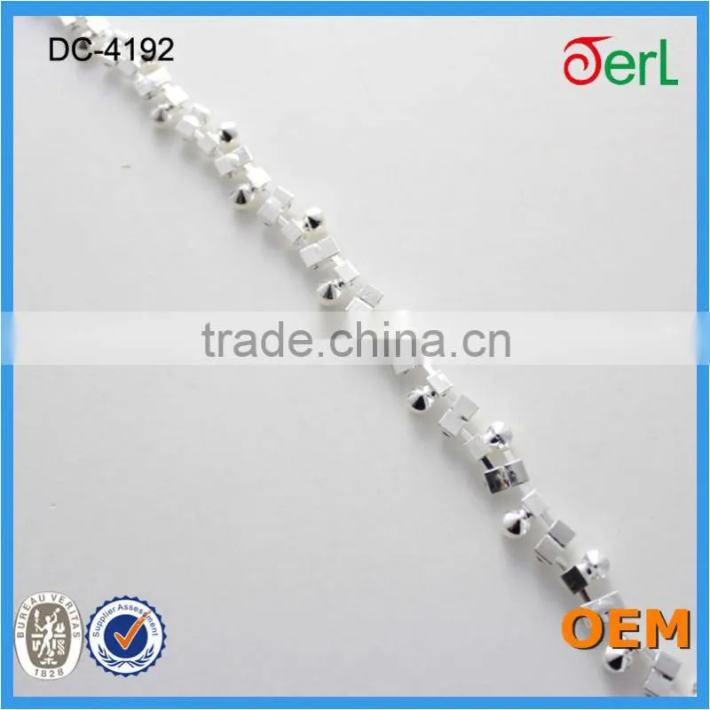 New arrival! glass rhinestone crystal cup chain with pearl for wholesale