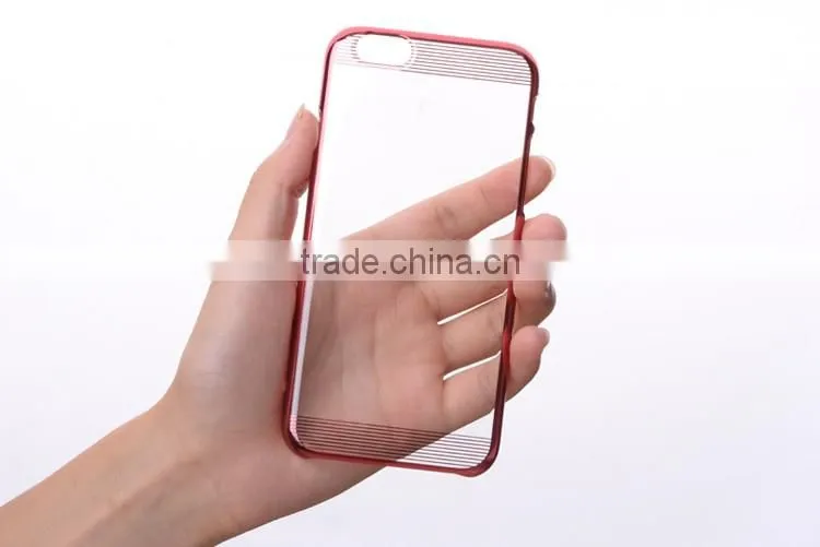 With Packing Smartphone Hard Case Clear for iPhone 6, Electroplating with Laser Cutting PC Case Cover for iPhone 6s