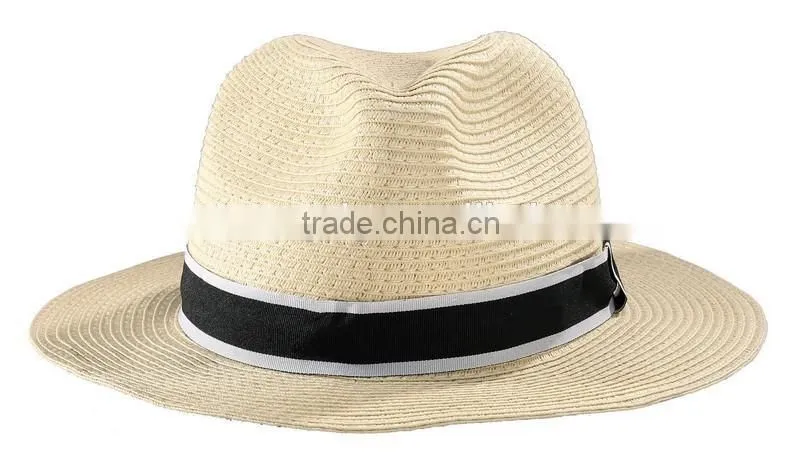 Black ribbon straw fedora hats, fashion panama hats
