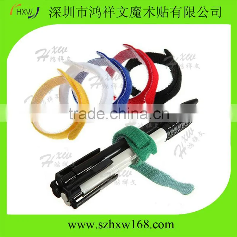 Custom hook and loop strap adjustable cable ties red color