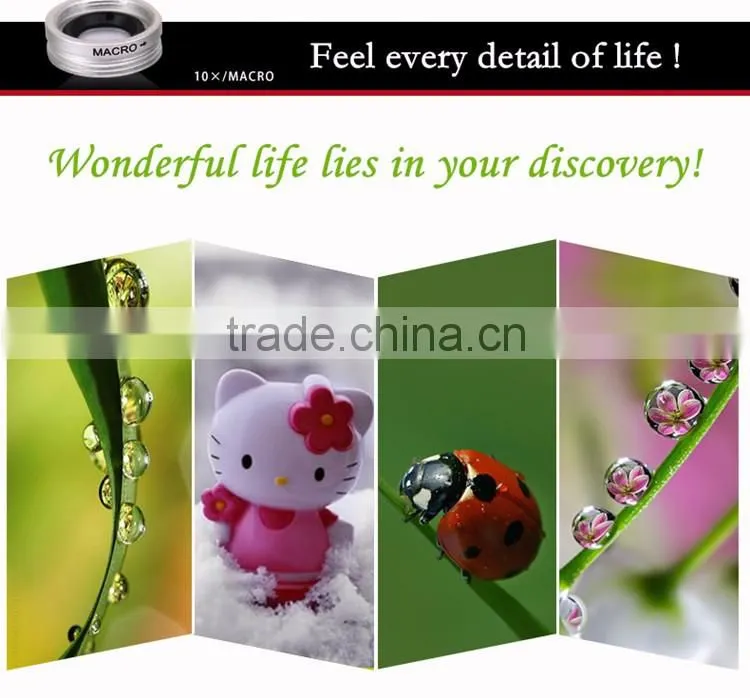 Universal Clip Detachable 3 in 1 Fish Eye Lens Wide Angle Macro Optical Lens Cell Phone Camera Lens
