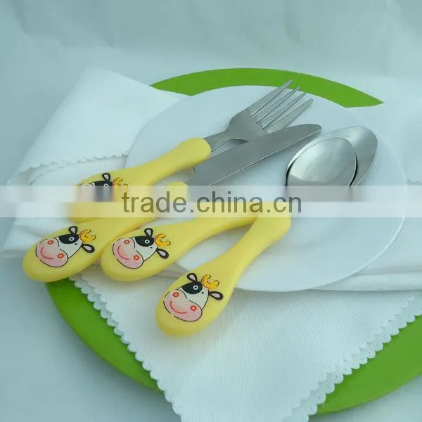 Lovely Plastic Handle Child Cutlery Set For Kids