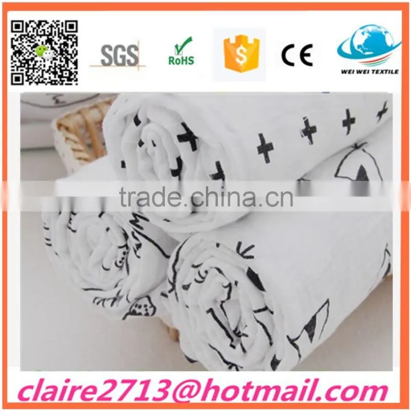 printed 100% cotton Baby Muslin Swaddle Blanket, muslin wrap