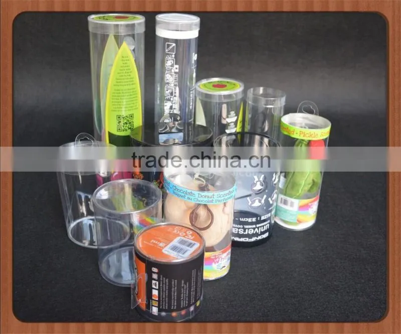 Custom made rerecycled transparent PET/PVC/PP plastic round cylinder boxes