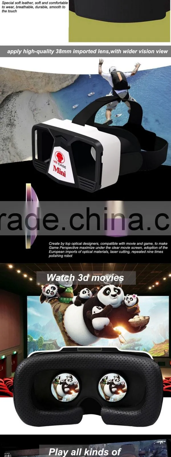 2016 virtual reality cardboard 3D vr headset vr case with bluetooth remote controller