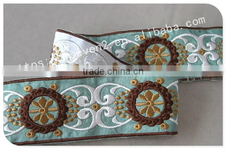 New arrival 6cm width gorgeous ethnic lace trim embroidery for garment