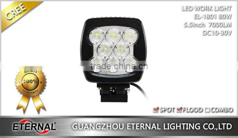 80W 5.5inch high power auto led work light heavy duty truck excavator light agriculture machinery equipment lamp