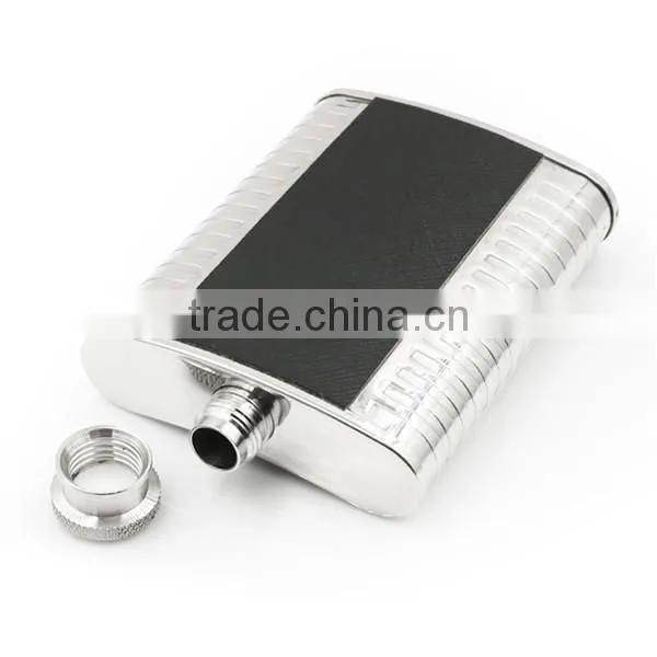 High quality 4 to 7 oz black twill leather hip flask accept OEM