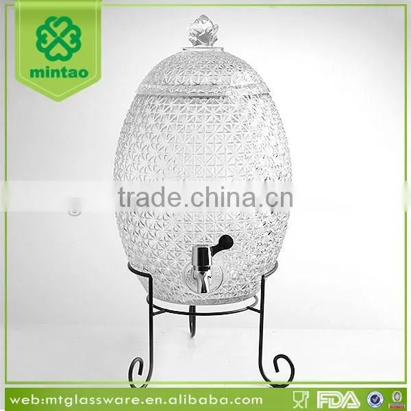beverage use pineapple glass dispenser with stand