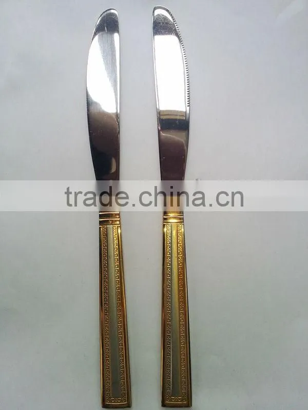 Winolaz stainless steel dinner knife with gold plating handle
