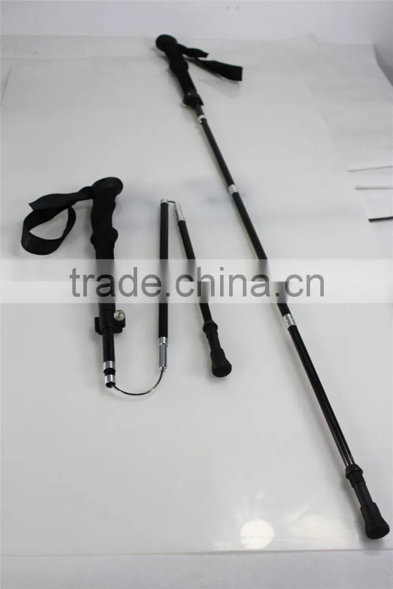 easy foldable walking stick, 3 sections, external lock, KEVLAR with PU covered, SZ17009F