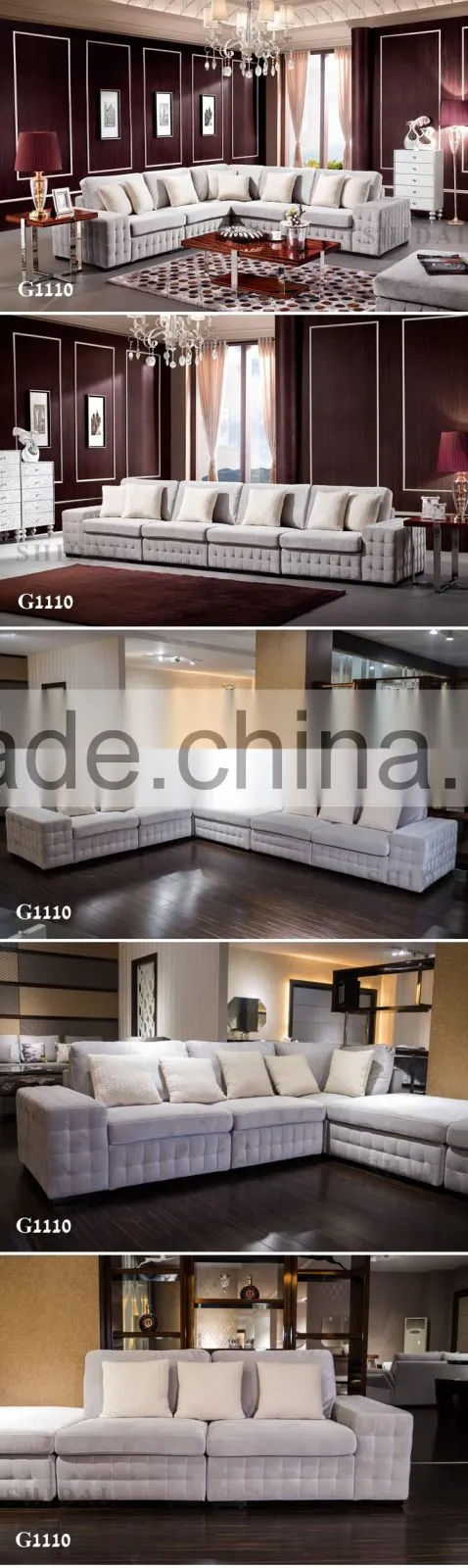 Contemporary Grey Fabric Sectional Sofa w Chaise and Pillows Modern Design Couch G1126