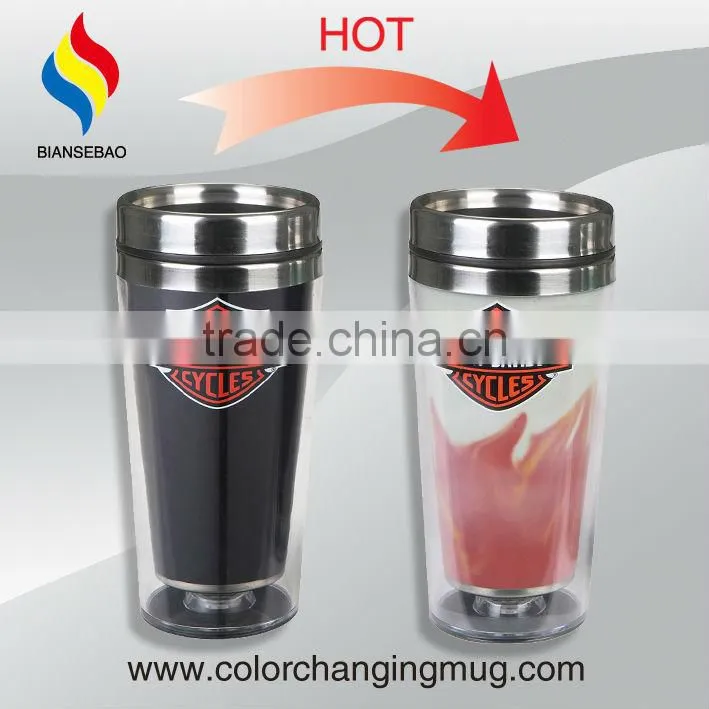 China gift item stainless steel inside and plastic outside cup for sale