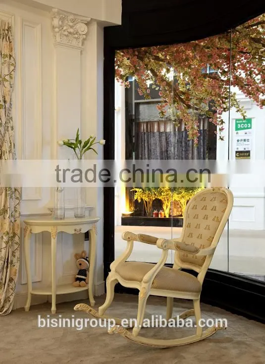 Antique ivory and white color wooden handmade carved adult rocking chair prices - BF07-70320A