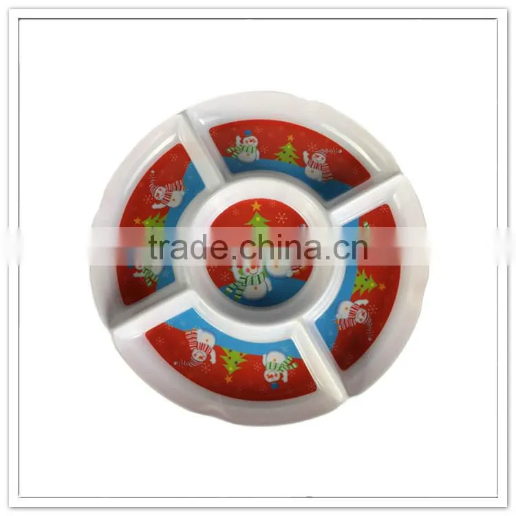 X'mas day products five divider chip dip, durable kitchen christmas dishes for sale, dipping bowls