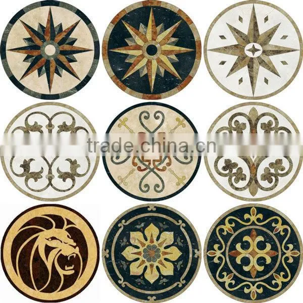 Flower design Mixed color White Gray marble waterjet tile