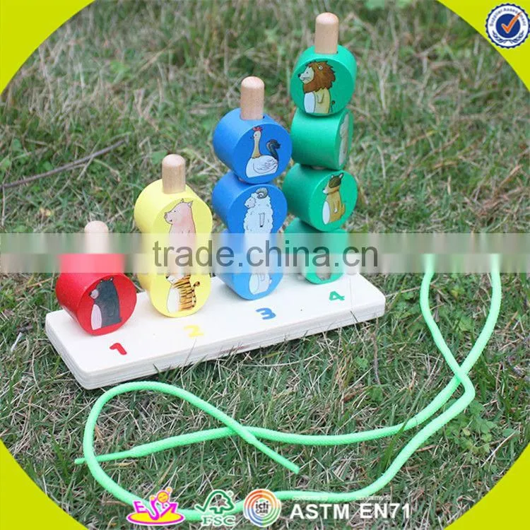 Wholesale funny kids wooden stacking animal blocks toy hot sale interesting baby wooden stacking animal blocks toy W13D095