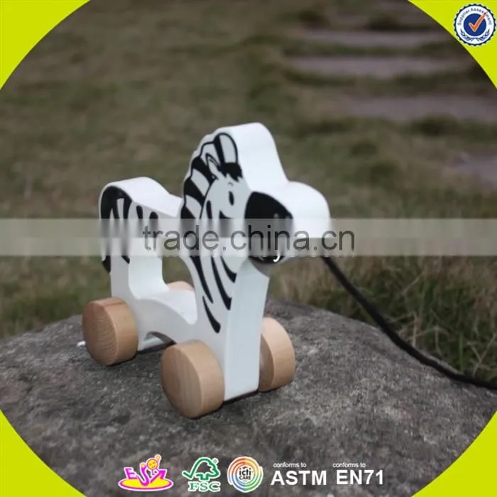 wholesale lovely wooden elephant pull car toy high quality wooden elephant pull car toy W05B034