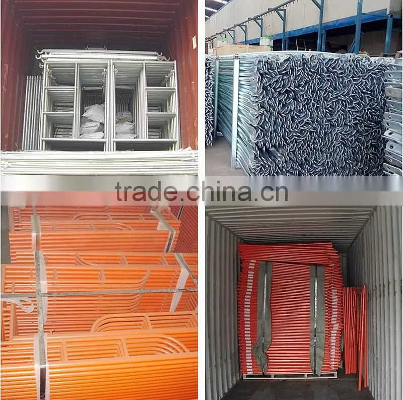 Steel walk through frame scaffolding platform