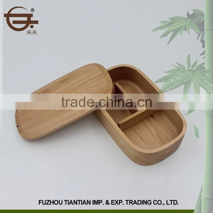 Natual handmade wood wholesale compartment bento box