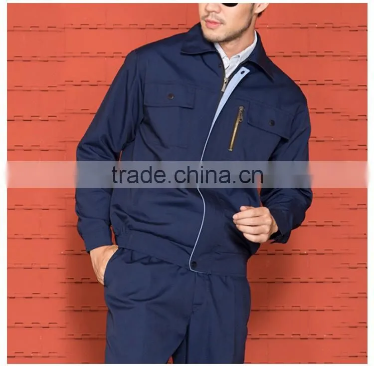 Unisex Navy Blue Cotton Twill With Zip Flap Buttons Work Jacket