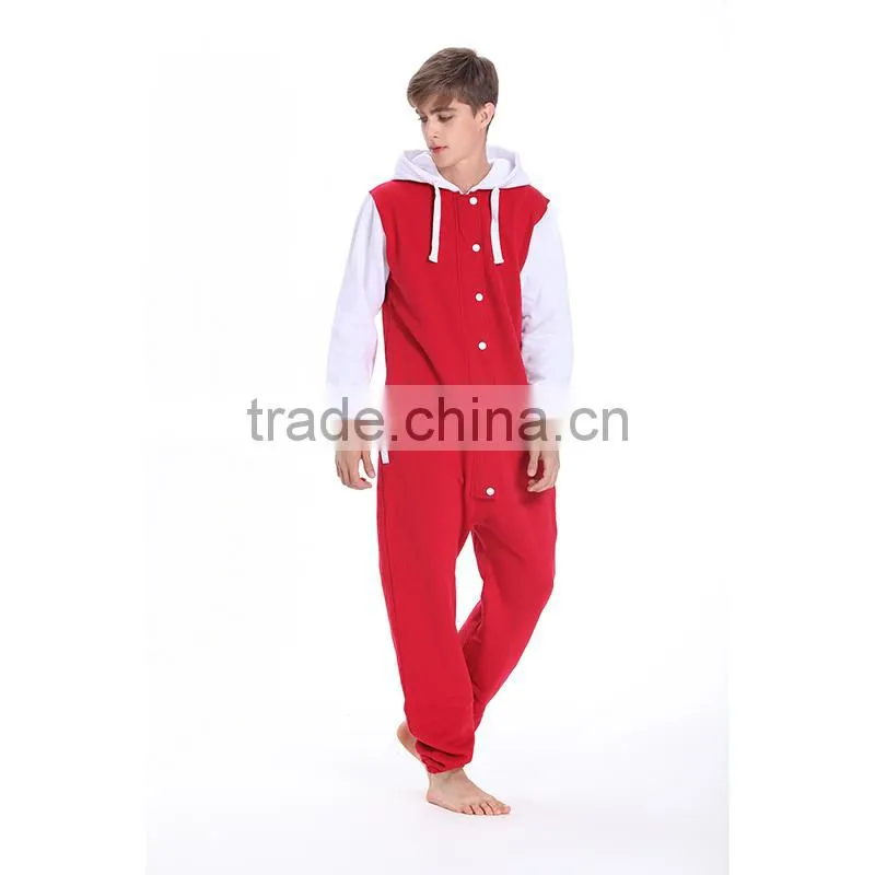 Fashion onesie jumpsuits with contrast sleeves red jumpsuits for men