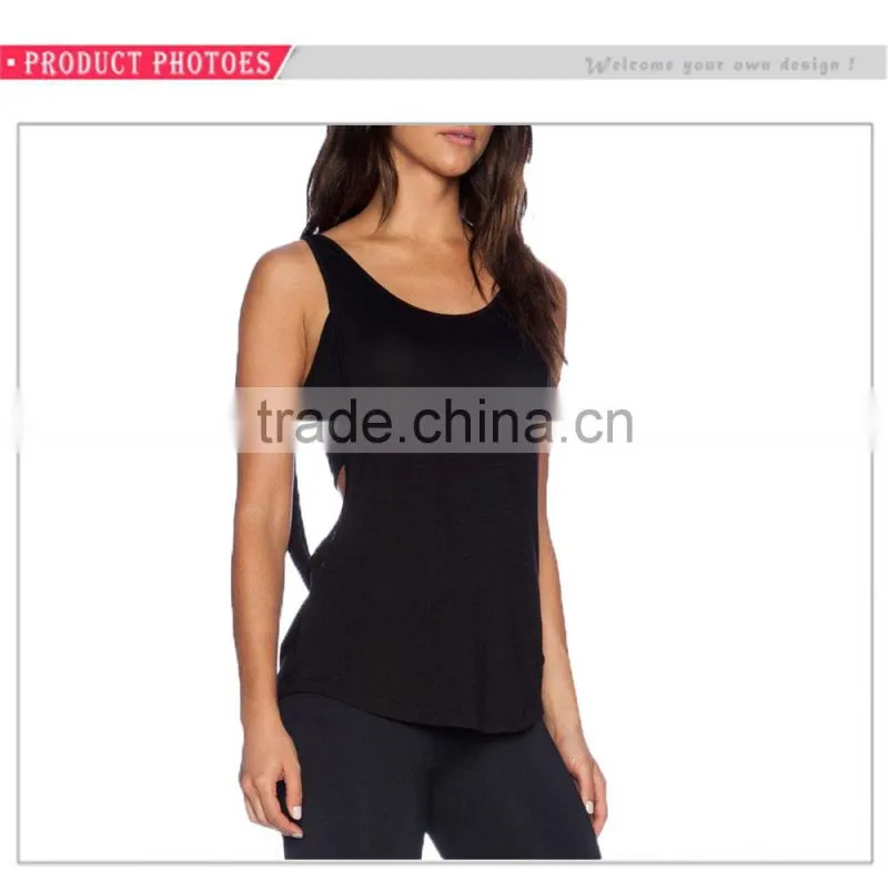 Hot Sale Bodybuilding Fitness Blank Open Back Spandex Athletic Tank Tops