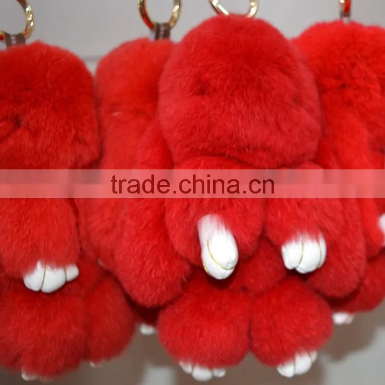 SJ696-01 Hot Sale Cute Rex Rabbit Fur Rabbit Bag keyring Fur Accessory 2016 Winter