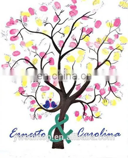 Our Love Tree Fingerprint Canvas Painting Wedding Guest Book