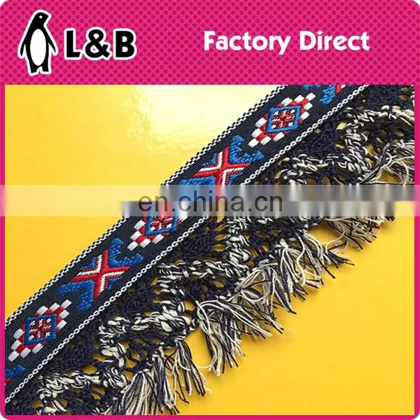 2017 Hot sale popular colorful soft garment jacquard fringe trimming