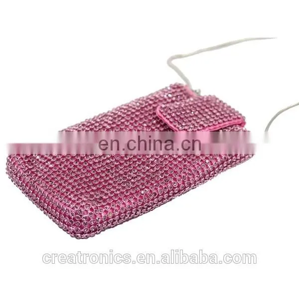 CR europe tast passed diamond surface long snake chian rectangle shaped pink color new fancy cell phone neck hanging bag