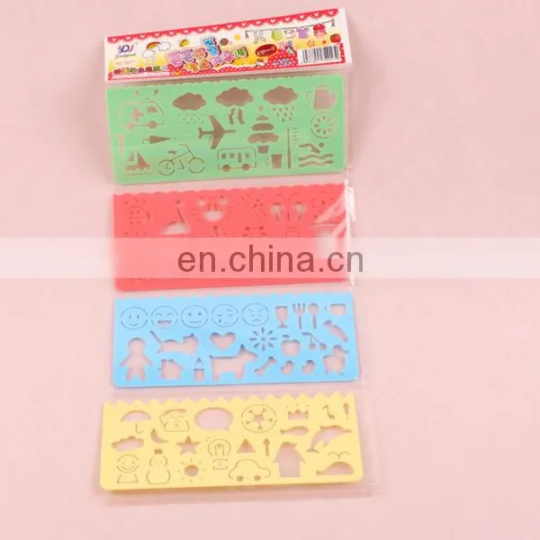 Funny and plastic novetly promotion cartoon animal stencil ruler for kids
